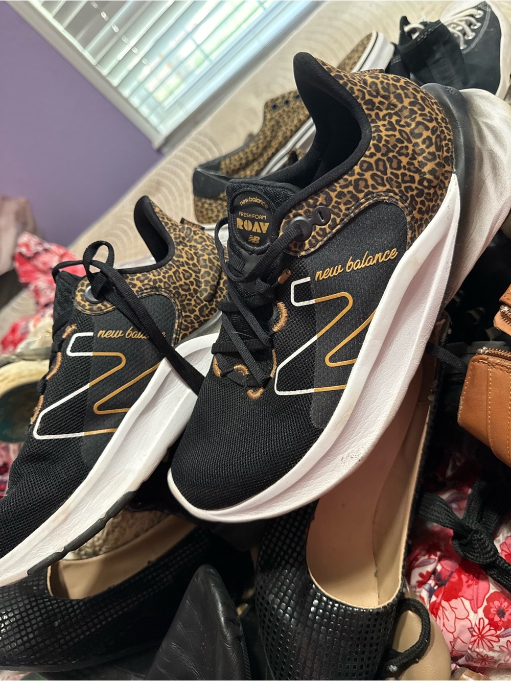 New Balance Women’s Black & Leopard Accent Athletic Sneakers